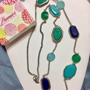 Premier Designs Silver Blue Green Gemma Necklace